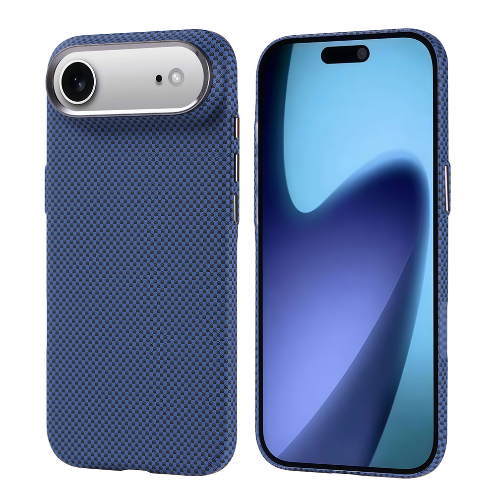 Apple iPhone 17 Air Kılıf M-safe Şarj Özellikli Karbon Fiber Görünümlü Zore Nekst Kapak Lacivert