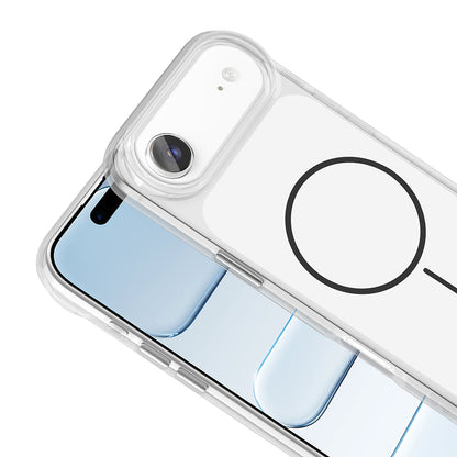 Apple iPhone 17 Air Kılıf M-Safe Şarj Özellikli Metal Buton Tasarımlı Zore İkonik Sert Silikon Kapak Beyaz