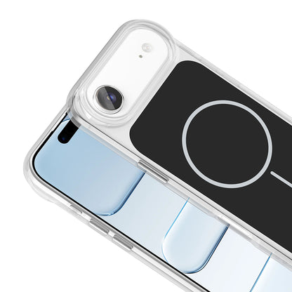 Apple iPhone 17 Air Kılıf M-Safe Şarj Özellikli Metal Buton Tasarımlı Zore İkonik Sert Silikon Kapak Beyaz