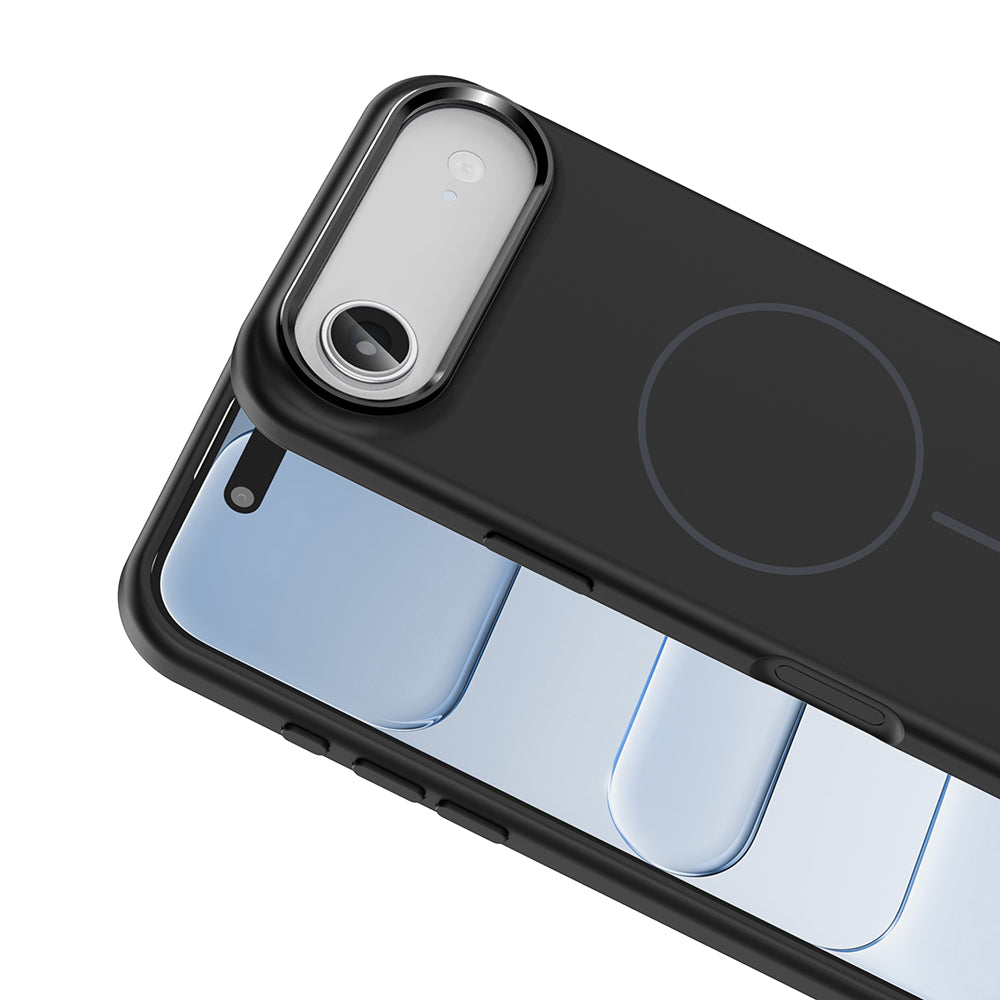 Apple iPhone 17 Air Kılıf M-Safe Şarj Özellikli Metal Kamera Çerçeveli Zore Edi Silikon Kapak Lacivert