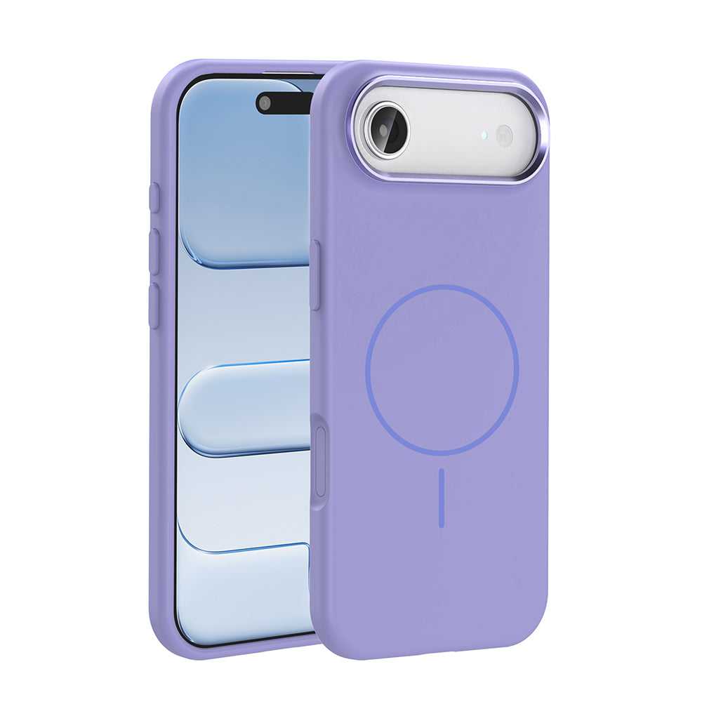 Apple iPhone 17 Air Kılıf M-Safe Şarj Özellikli Metal Kamera Çerçeveli Zore Edi Silikon Kapak Titanyum-Gri