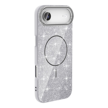 Apple iPhone 17 Air Kılıf M-safe Şarj Özellikli Parlayan Simli Zore Okso Kapak Siyah