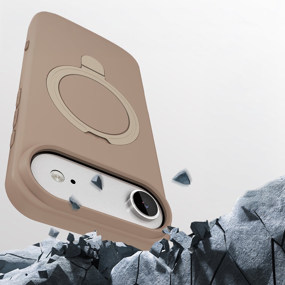 Apple iPhone 17 Air Kılıf M-safe Şarj Özellikli Standlı Zore Samara Kapak Pembe