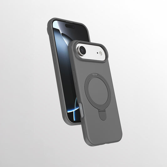 Apple iPhone 17 Air Kılıf M-safe Şarj Özellikli Standlı Zore Samara Kapak Titanyum-Gri