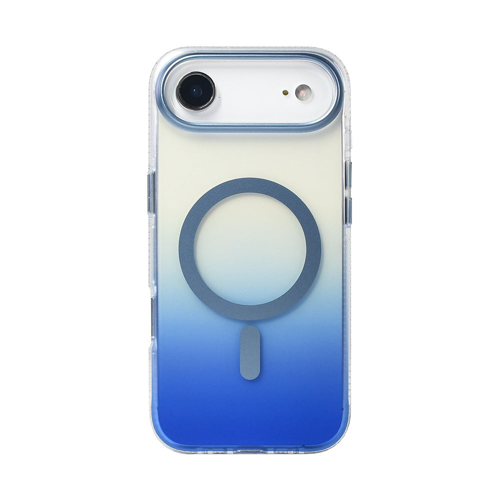 Apple iPhone 17 Air Kılıf M-safe Şarj Özellikli Transparan Renk Geçişli Zore Toros Kapak Mavi