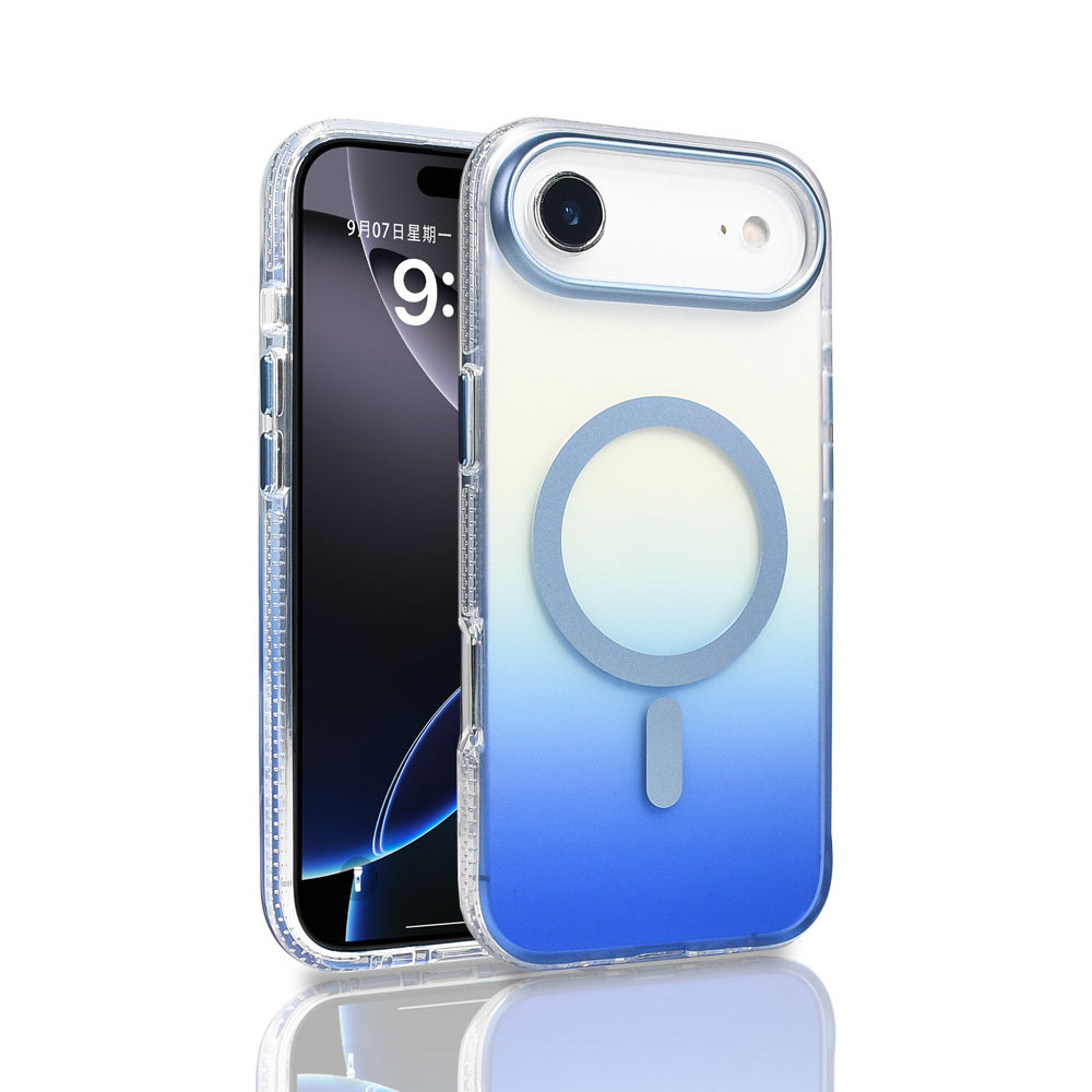 Apple iPhone 17 Air Kılıf M-safe Şarj Özellikli Transparan Renk Geçişli Zore Toros Kapak Rose Gold