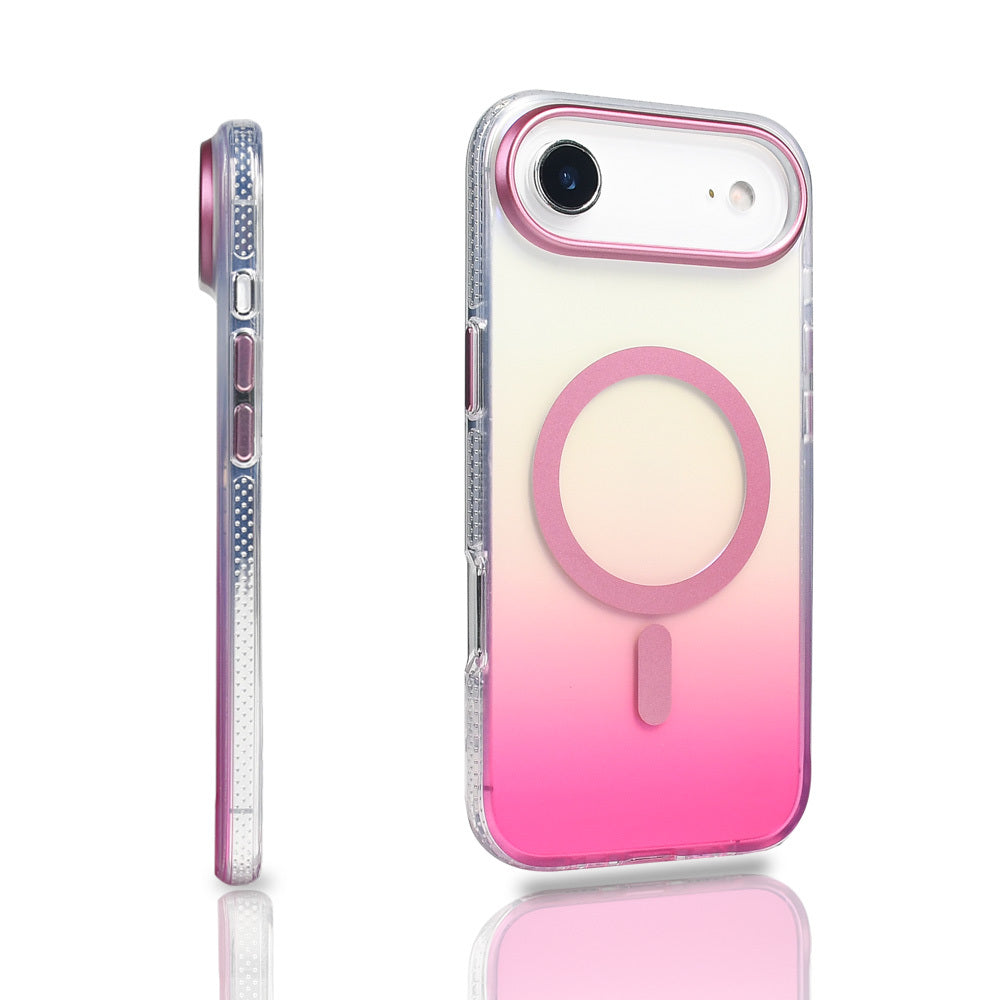 Apple iPhone 17 Air Kılıf M-safe Şarj Özellikli Transparan Renk Geçişli Zore Toros Kapak Gold