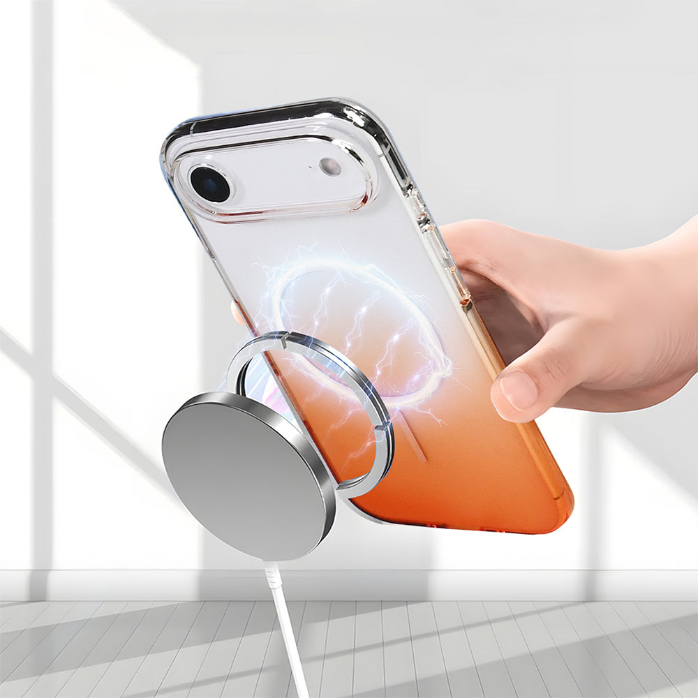 Apple iPhone 17 Air Kılıf M-Safe Şarj Özellikli Zore Septik Silikon Kapak Turuncu