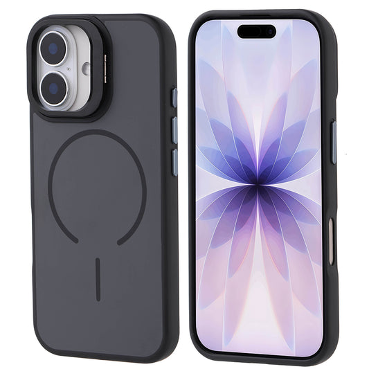 Apple iPhone 17 Kılıf M-safe Şarj Özellikli Kamera Standlı Zore Notron Kapak Siyah