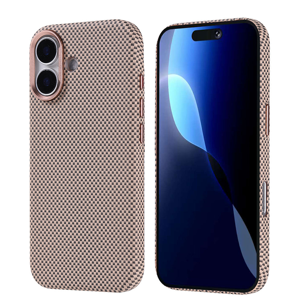 Apple iPhone 17 Kılıf M-safe Şarj Özellikli Karbon Fiber Görünümlü Zore Nekst Kapak Bej