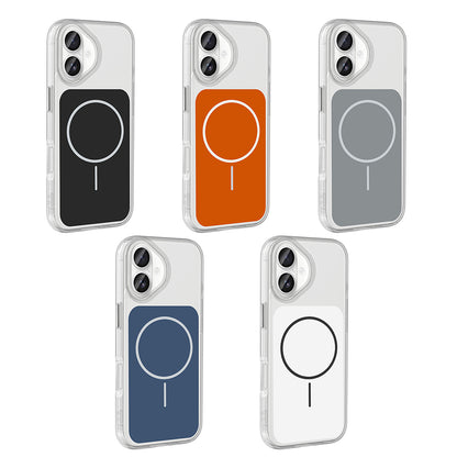 Apple iPhone 17 Kılıf M-Safe Şarj Özellikli Metal Buton Tasarımlı Zore İkonik Sert Silikon Kapak Turuncu