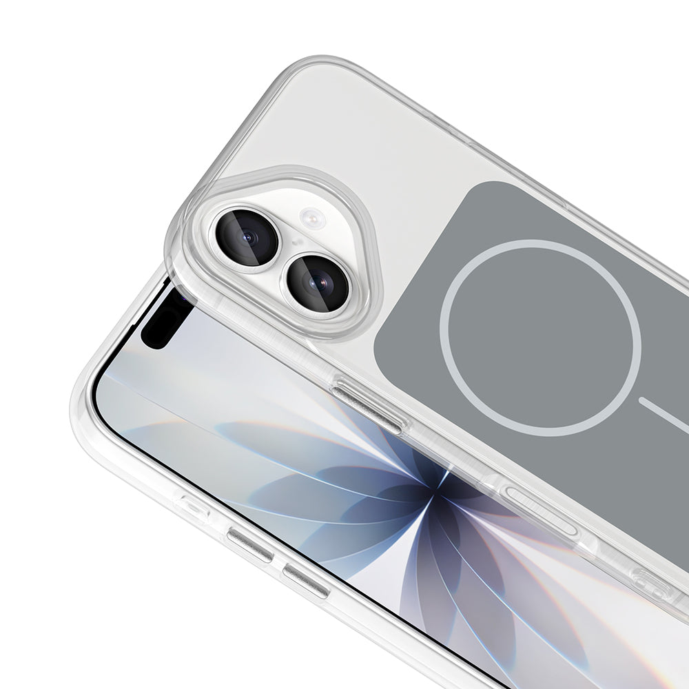 Apple iPhone 17 Kılıf M-Safe Şarj Özellikli Metal Buton Tasarımlı Zore İkonik Sert Silikon Kapak Mavi