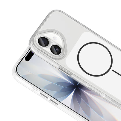 Apple iPhone 17 Kılıf M-Safe Şarj Özellikli Metal Buton Tasarımlı Zore İkonik Sert Silikon Kapak Siyah