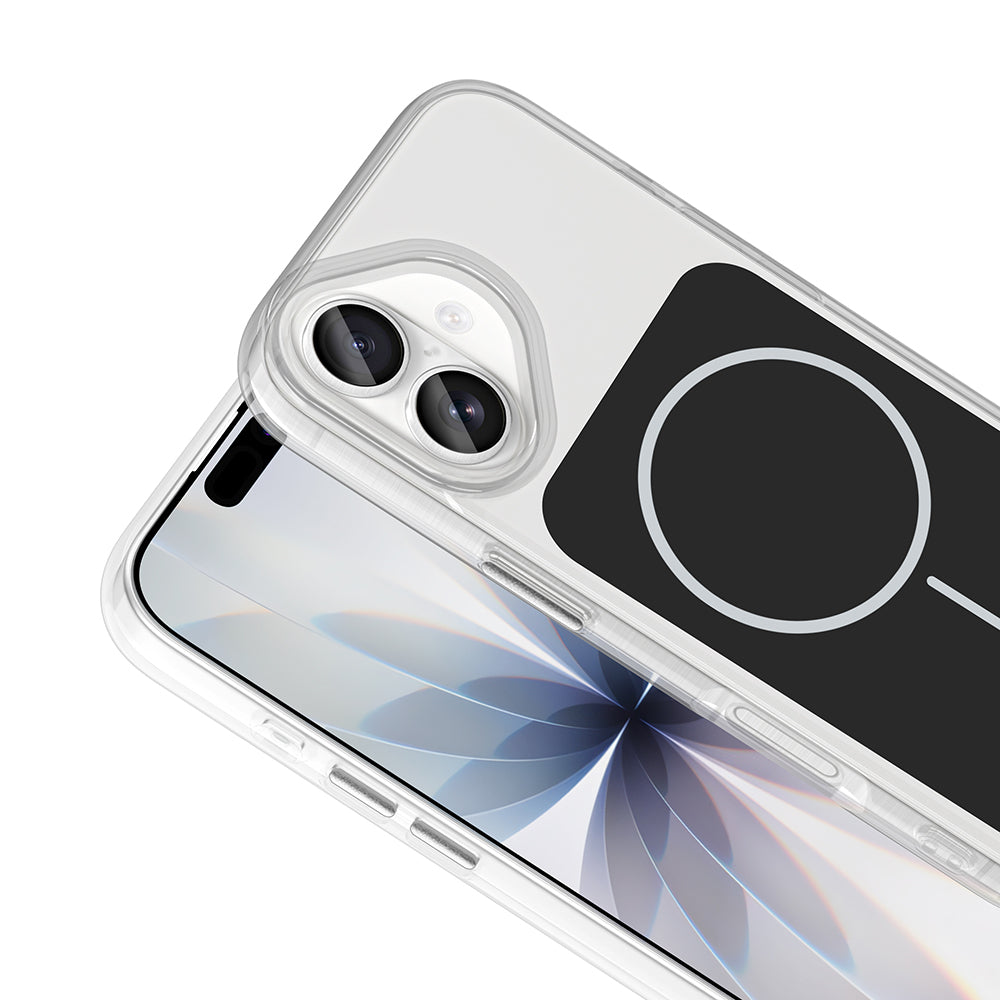 Apple iPhone 17 Kılıf M-Safe Şarj Özellikli Metal Buton Tasarımlı Zore İkonik Sert Silikon Kapak Mavi