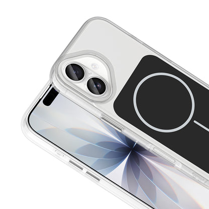 Apple iPhone 17 Kılıf M-Safe Şarj Özellikli Metal Buton Tasarımlı Zore İkonik Sert Silikon Kapak Turuncu