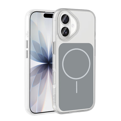 Apple iPhone 17 Kılıf M-Safe Şarj Özellikli Metal Buton Tasarımlı Zore İkonik Sert Silikon Kapak Gri