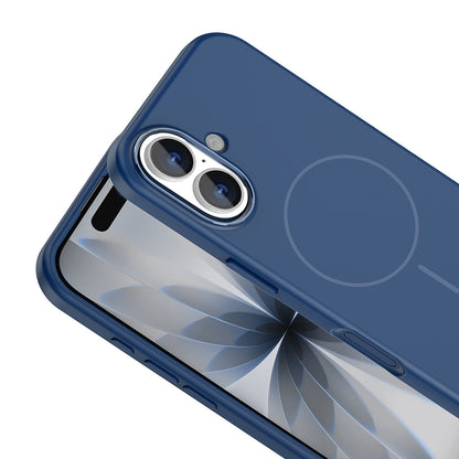 Apple iPhone 17 Kılıf M-Safe Şarj Özellikli Metal Kamera Çerçeveli Zore Edi Silikon Kapak Açık Mavi