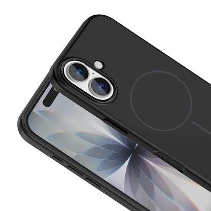 Apple iPhone 17 Kılıf M-Safe Şarj Özellikli Metal Kamera Çerçeveli Zore Edi Silikon Kapak Açık Mavi