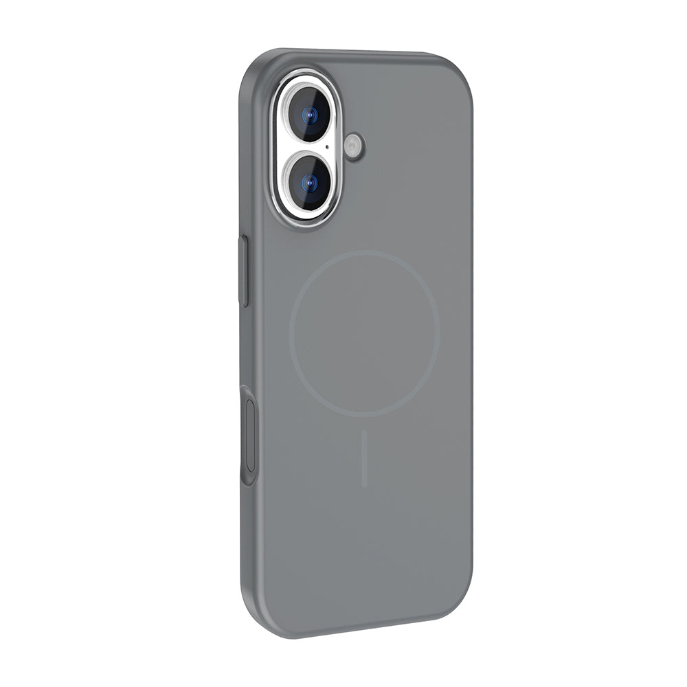 Apple iPhone 17 Kılıf M-Safe Şarj Özellikli Metal Kamera Çerçeveli Zore Edi Silikon Kapak Titanyum-Gri