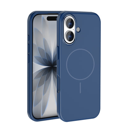 Apple iPhone 17 Kılıf M-Safe Şarj Özellikli Metal Kamera Çerçeveli Zore Edi Silikon Kapak Lacivert