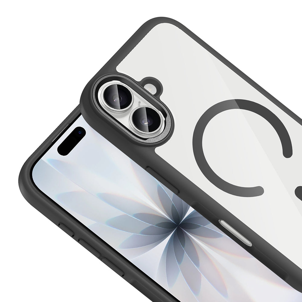 Apple iPhone 17 Kılıf M-Safe Şarj Özellikli Metal Kamera Çerçeveli Zore Tiko Kapak Gri