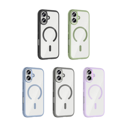 Apple iPhone 17 Kılıf M-Safe Şarj Özellikli Metal Kamera Çerçeveli Zore Tiko Kapak Gri