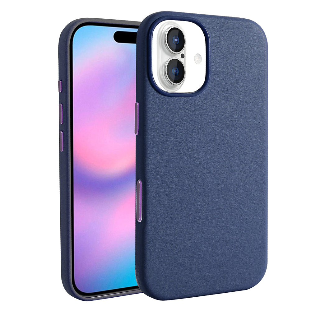 Apple iPhone 17 Kılıf M-safe Şarj Özellikli PU Deri Görünümlü Zore Kupra Kapak Lacivert