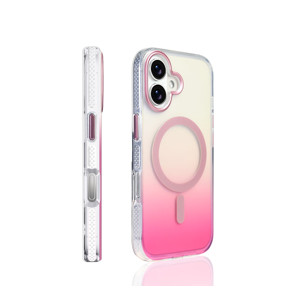 Apple iPhone 17 Kılıf M-safe Şarj Özellikli Transparan Renk Geçişli Zore Toros Kapak Rose Gold