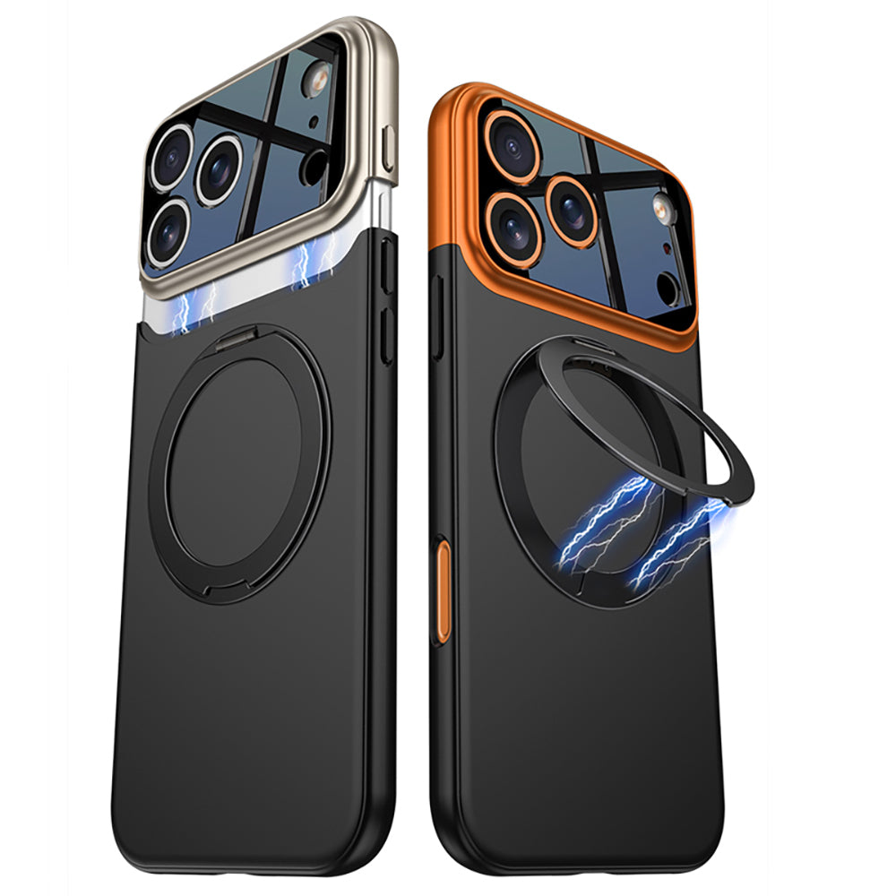 Apple iPhone 17 Pro Kılıf M-safe Şarj Özellikli 360 Derece Standlı Çift Parçalı Zore Torino Kapak Siyah