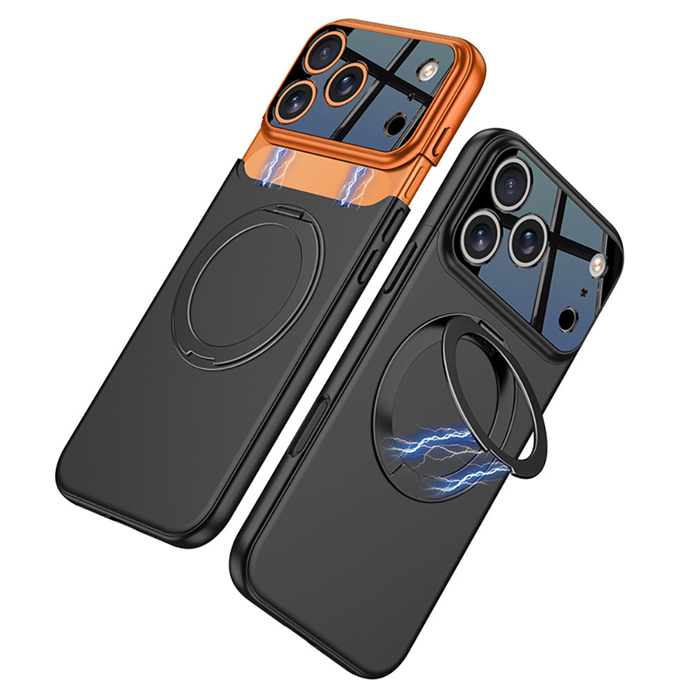 Apple iPhone 17 Pro Kılıf M-safe Şarj Özellikli 360 Derece Standlı Çift Parçalı Zore Torino Kapak Siyah