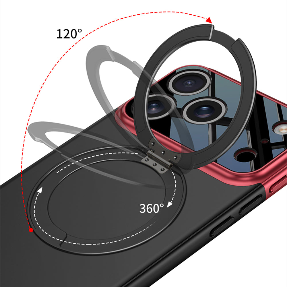 Apple iPhone 17 Pro Kılıf M-safe Şarj Özellikli 360 Derece Standlı Çift Parçalı Zore Torino Kapak Lacivert-Siyah
