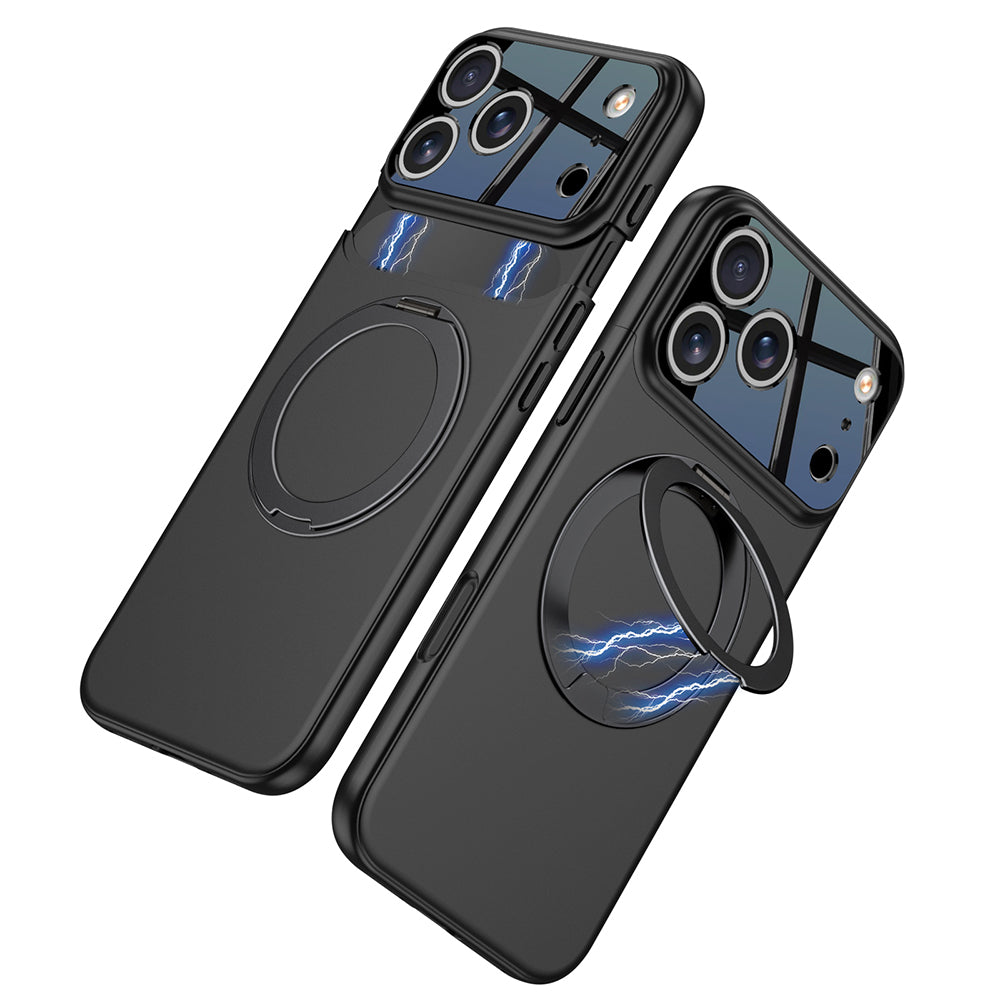 Apple iPhone 17 Pro Kılıf M-safe Şarj Özellikli 360 Derece Standlı Çift Parçalı Zore Torino Kapak Siyah