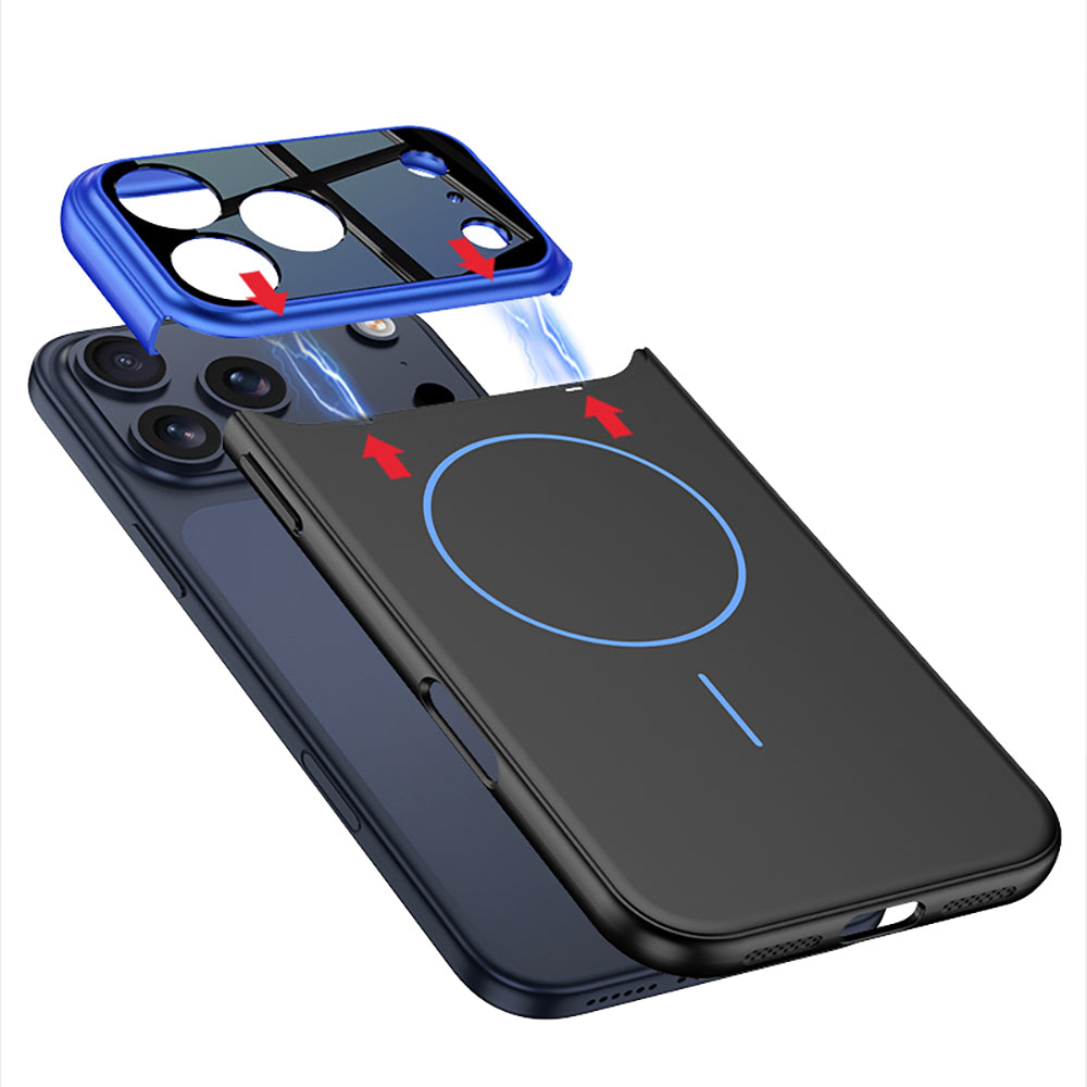 Apple iPhone 17 Pro Kılıf M-safe Şarj Özellikli Çift Parçalı Zore Napoli Kapak Turuncu-Siyah