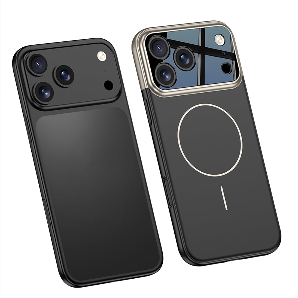 Apple iPhone 17 Pro Kılıf M-safe Şarj Özellikli Çift Parçalı Zore Napoli Kapak Turuncu-Siyah