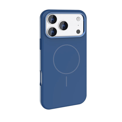 Apple iPhone 17 Pro Kılıf M-Safe Şarj Özellikli Metal Kamera Çerçeveli Zore Edi Silikon Kapak Lacivert