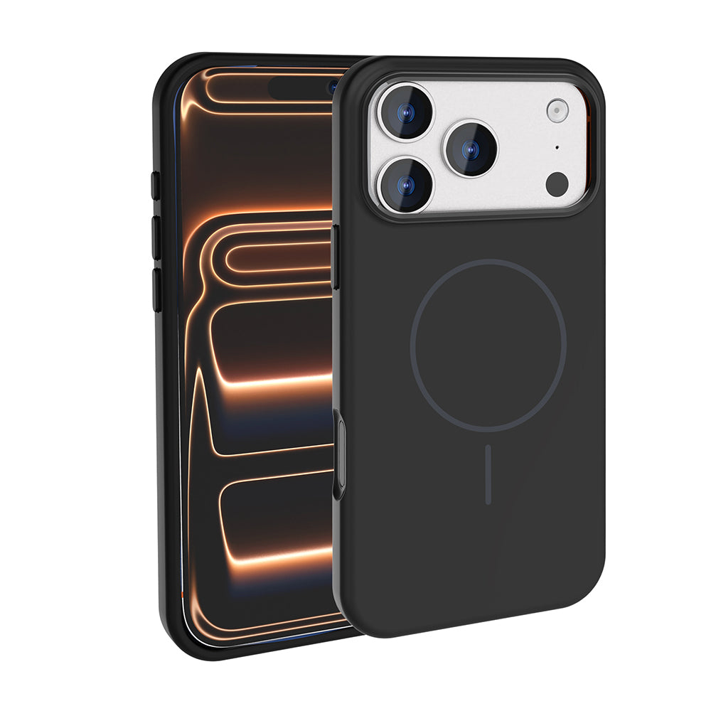 Apple iPhone 17 Pro Kılıf M-Safe Şarj Özellikli Metal Kamera Çerçeveli Zore Edi Silikon Kapak Lacivert