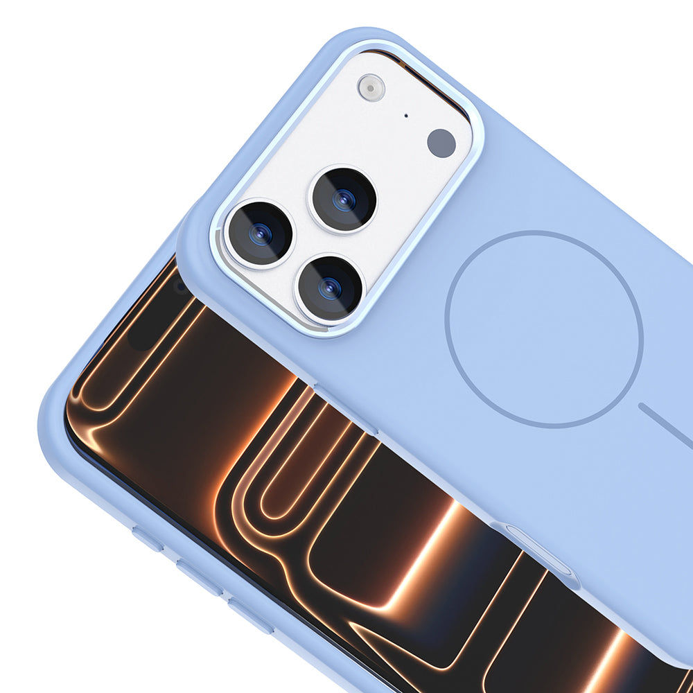 Apple iPhone 17 Pro Kılıf M-Safe Şarj Özellikli Metal Kamera Çerçeveli Zore Edi Silikon Kapak Titanyum-Gri