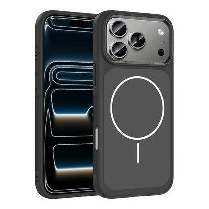 Apple iPhone 17 Pro Kılıf M-Safe Şarj Özellikli Metal Kamera Çerçeveli Zore Sanremo Silikon Kapak Gri