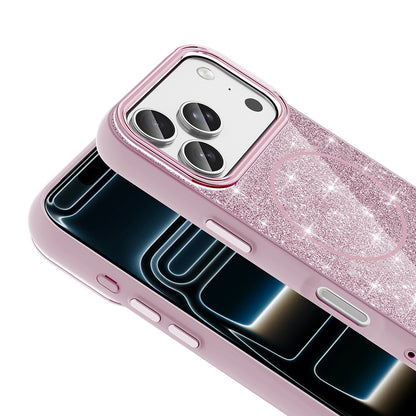 Apple iPhone 17 Pro Kılıf M-safe Şarj Özellikli Parlayan Simli Zore Okso Kapak Derin Mor