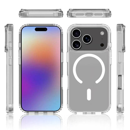 Apple iPhone 17 Pro Kılıf M-safe Şarj Özellikli Şeffaf Sert PC Zore Embos Kapak Şeffaf