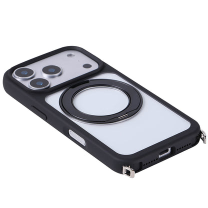 Apple iPhone 17 Pro Kılıf M-Safe Şarj Özellikli Standlı Zore Piza Silikon Kapak Siyah