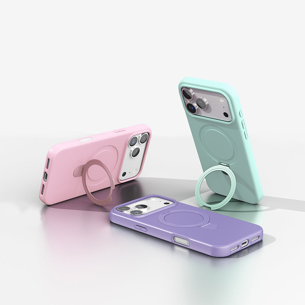 Apple iPhone 17 Pro Kılıf M-safe Şarj Özellikli Standlı Zore Samara Kapak Lila