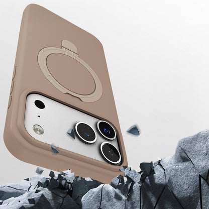 Apple iPhone 17 Pro Kılıf M-safe Şarj Özellikli Standlı Zore Samara Kapak Turuncu