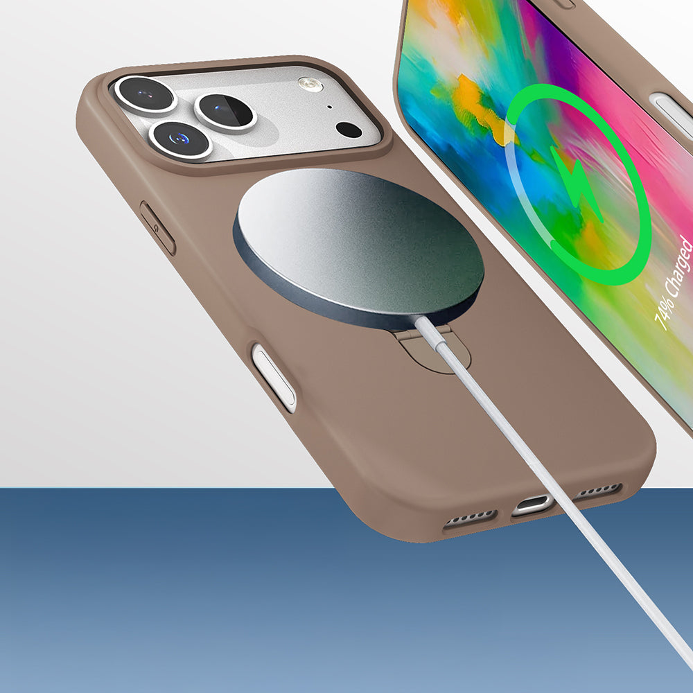 Apple iPhone 17 Pro Kılıf M-safe Şarj Özellikli Standlı Zore Samara Kapak Lila