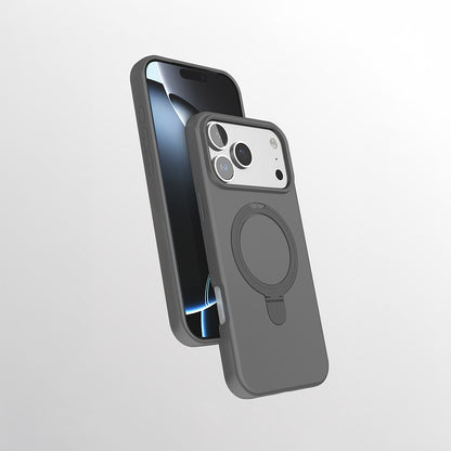 Apple iPhone 17 Pro Kılıf M-safe Şarj Özellikli Standlı Zore Samara Kapak Titanyum-Gri