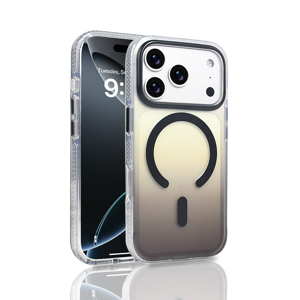 Apple iPhone 17 Pro Kılıf M-safe Şarj Özellikli Transparan Renk Geçişli Zore Toros Kapak Gold