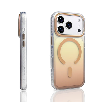 Apple iPhone 17 Pro Kılıf M-safe Şarj Özellikli Transparan Renk Geçişli Zore Toros Kapak Rose Gold