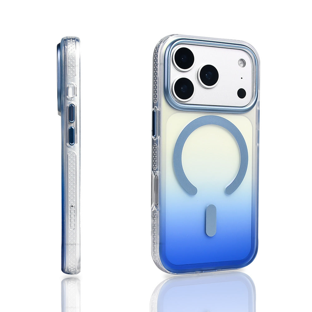 Apple iPhone 17 Pro Kılıf M-safe Şarj Özellikli Transparan Renk Geçişli Zore Toros Kapak Rose Pembe