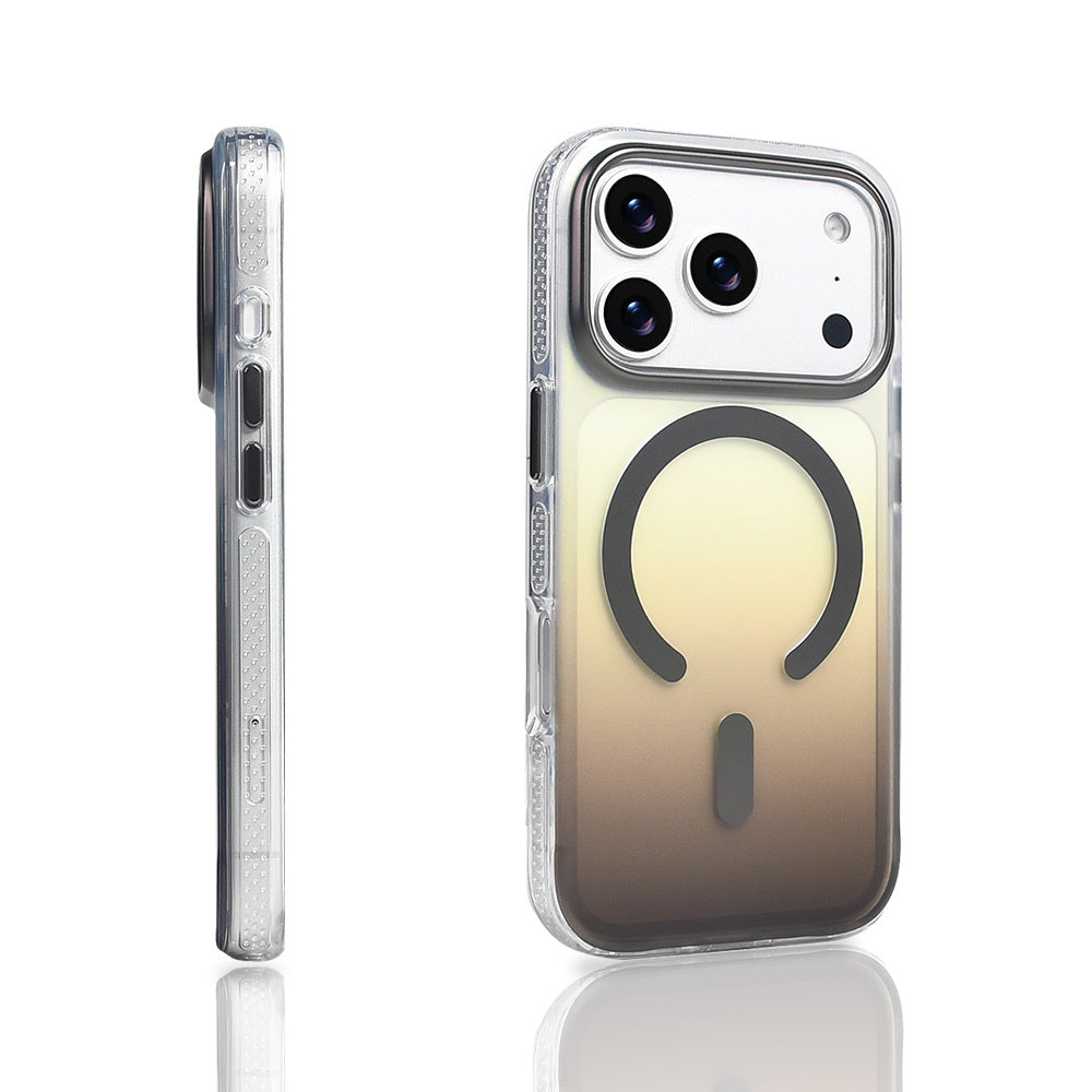 Apple iPhone 17 Pro Kılıf M-safe Şarj Özellikli Transparan Renk Geçişli Zore Toros Kapak Gold