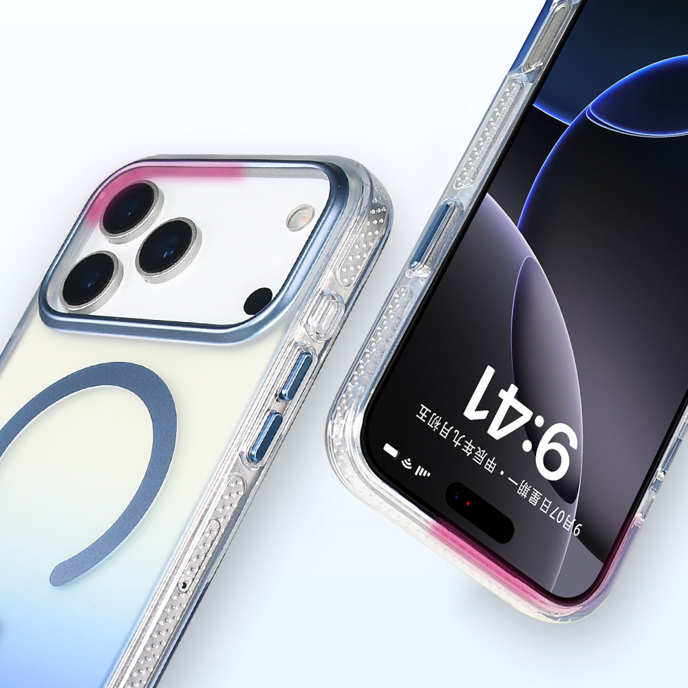 Apple iPhone 17 Pro Kılıf M-safe Şarj Özellikli Transparan Renk Geçişli Zore Toros Kapak Gri